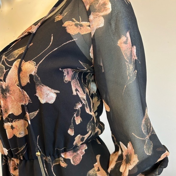 Pretty floral dress. Sheer with tank liner. Tassel details. Elastic waistband. - Picture 12 of 13